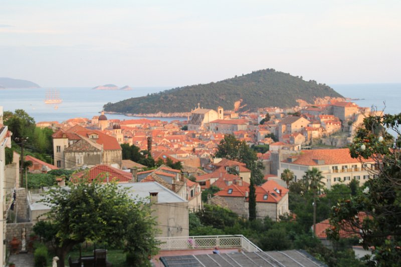 IMG_7812.JPG - Looking well back east with all of Dubrovnik bathed in the setting sunlight.